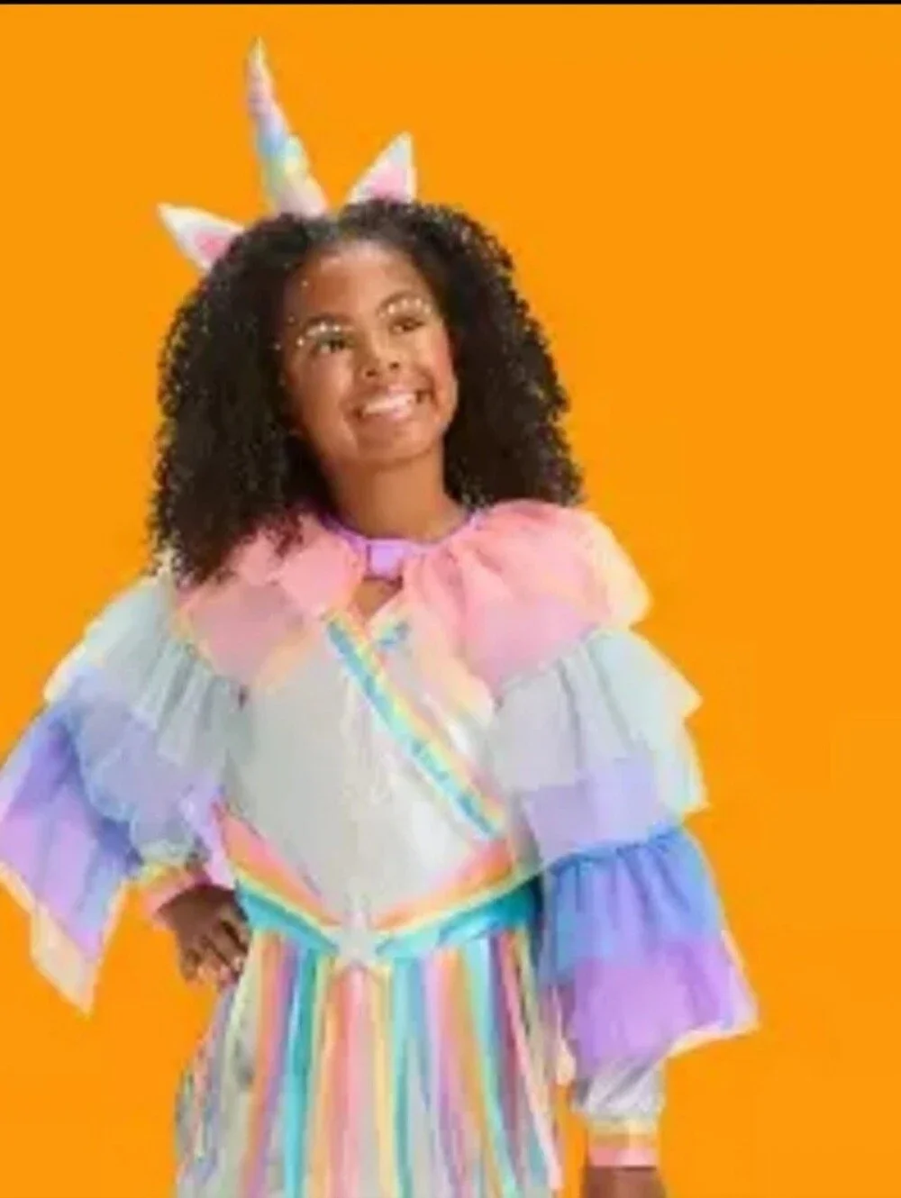 Target Rock Star Unicorn Costume Silver Multicolor Kids Sz S 6-8 Year Halloween.
